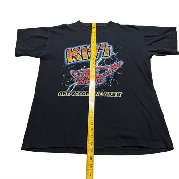 Vintage RARE KISS Aerosmith One Stage One Night Rock & Roll Tour Band Tee - L - Picture 5 of 6